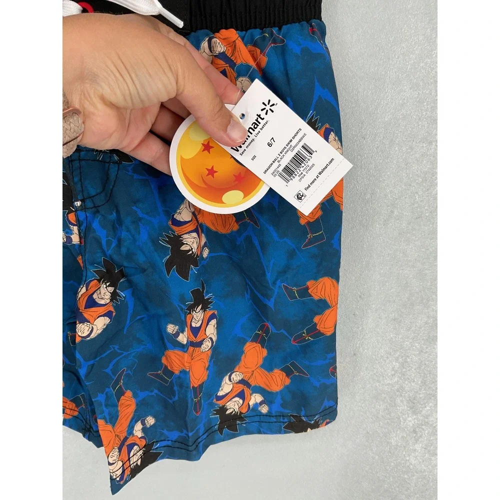 Dragon Ball Z Boys Swim Trunks Goku Graphic Blue Board Shorts Size 6/7